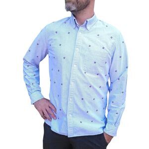 BROOKS BROTHERS Pinwheel Striped Supima Cotton Button-Down Shirt Mens Large